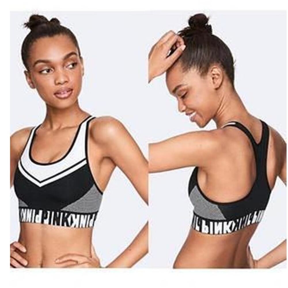 Pink Women’s Victoria’s Secret Soft Cool & Comfy Sports Bra Size XS Black White